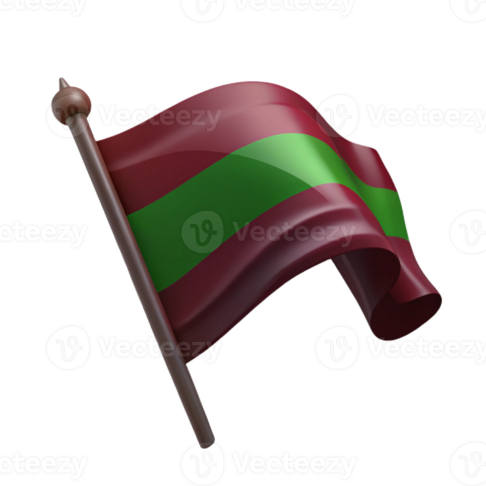Waving Burgundy and Green Flag png