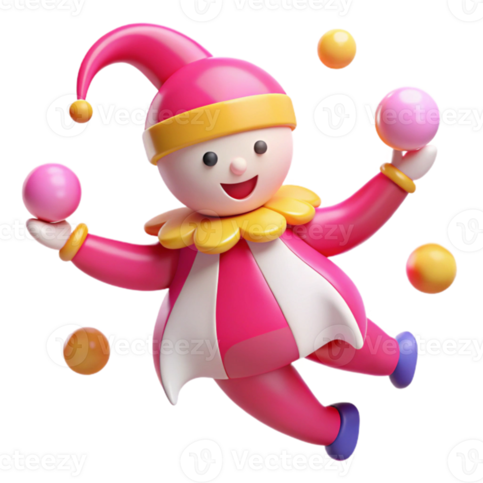 Juggling Clown 3D Render png