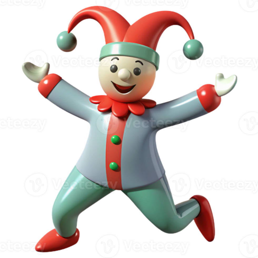 Cheerful 3D Cartoon Jester with a Big Smile png