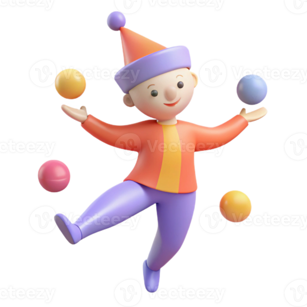 3D Cartoon Character Juggling Balls png
