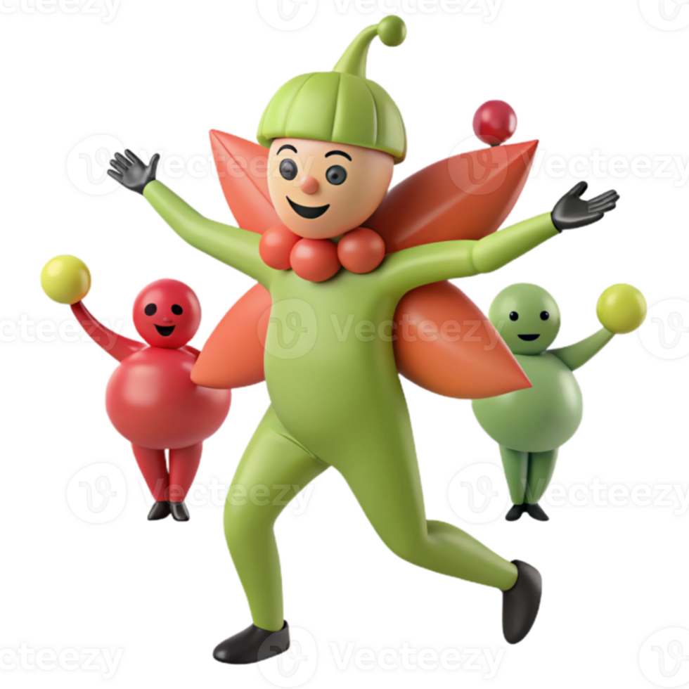Playful 3D Characters with Flower Wings png
