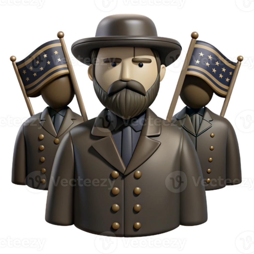 Three Figures with Flags and Buttons png