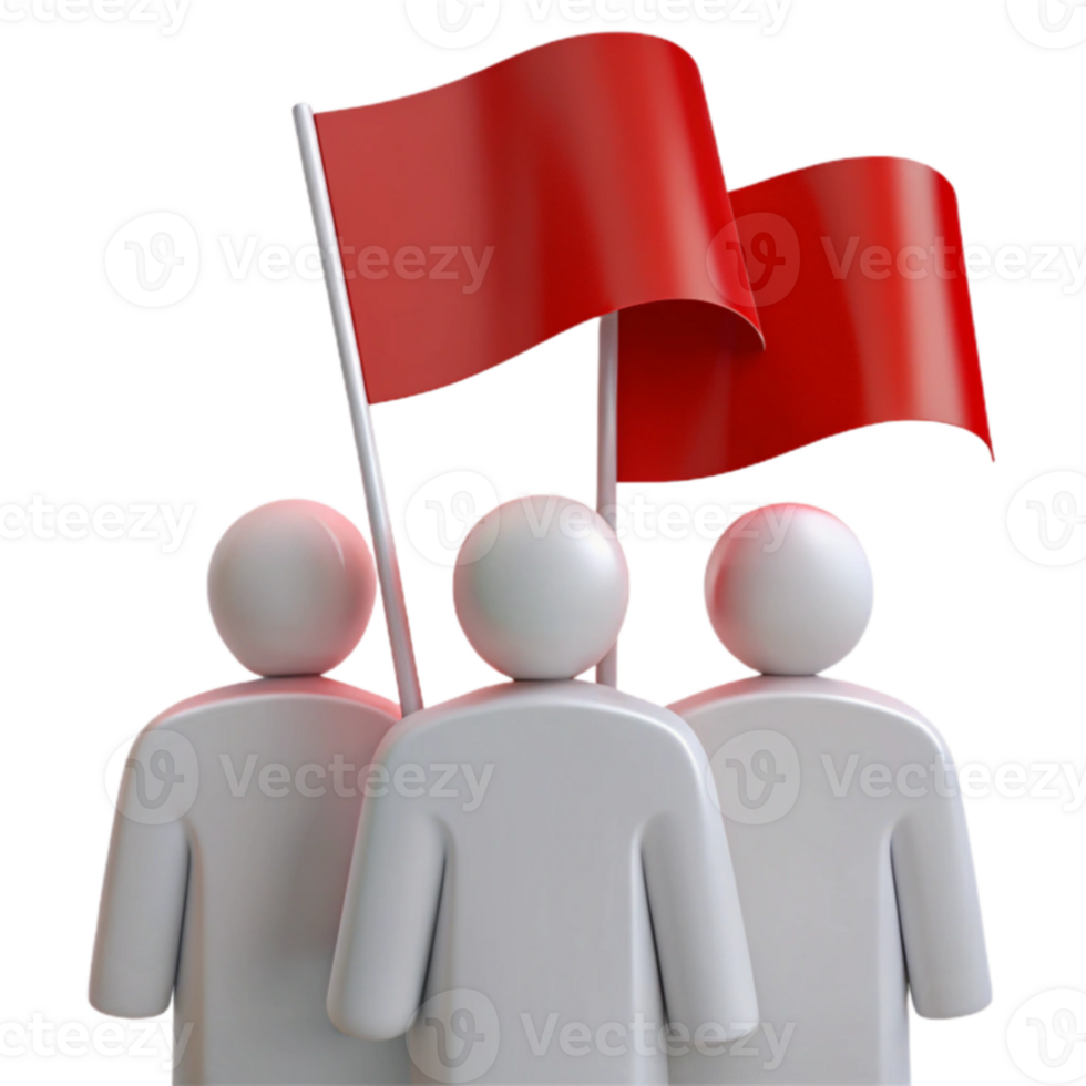 Three Figures Holding Red Flags Teamwork, Unity, and Success png