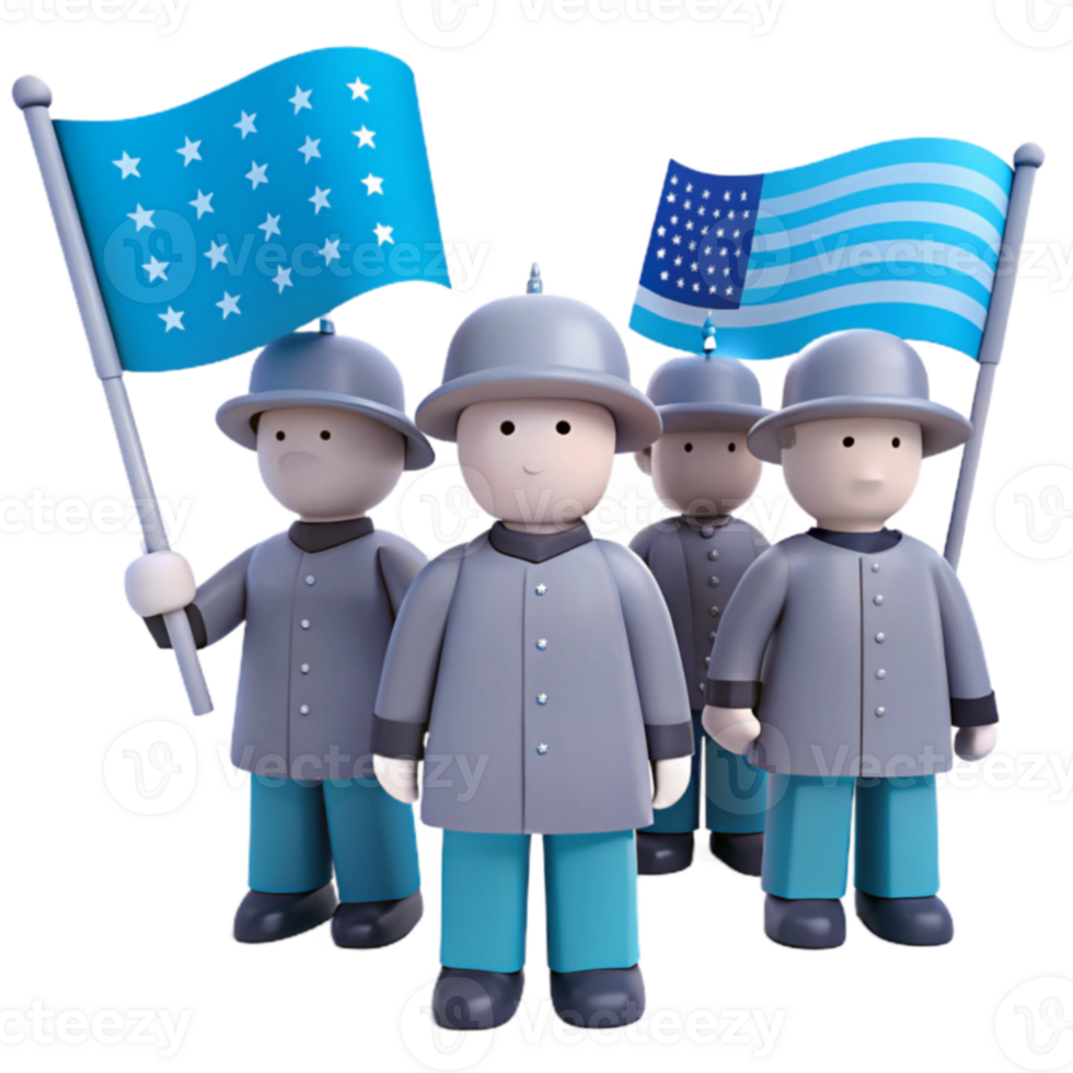 Cartoon Soldiers Holding Flags png