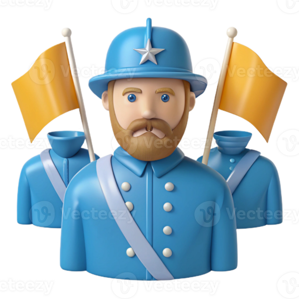3D Rendered Illustration of a Military Officer with Flags png