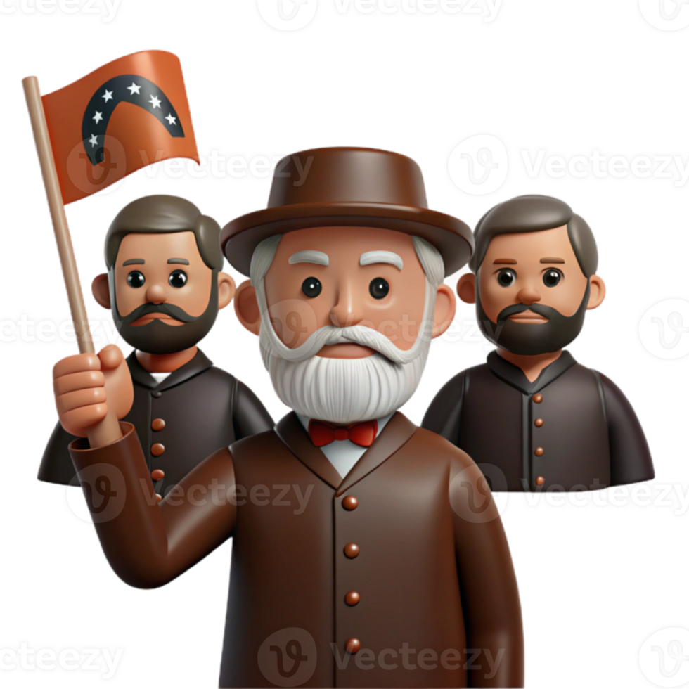 3D Cartoon Men with Flag png