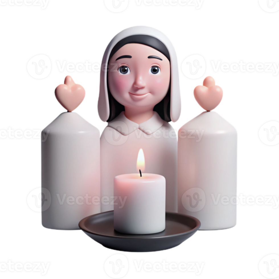 3D Render of a Girl with Candles png