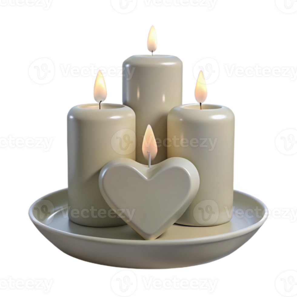 Romantic Candlelight Setting with Heart-Shaped Candle png