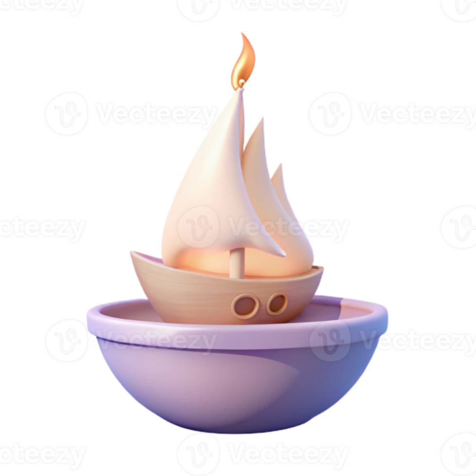 3D Render of a Sailboat with a Candle png