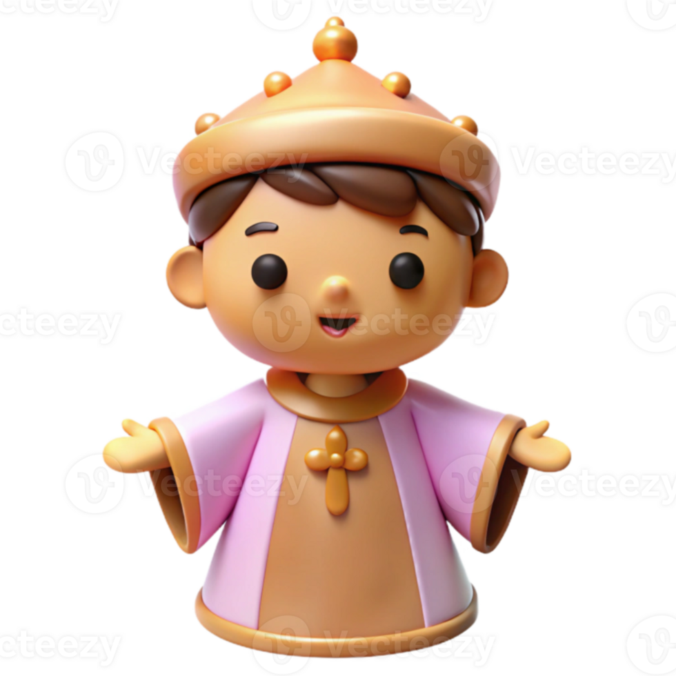 Smiling Cartoon Boy Wearing a Crown and Pink Robe png