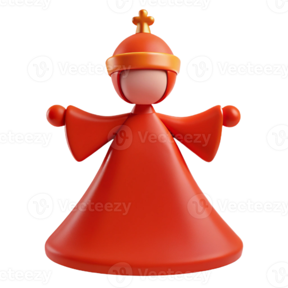 Red 3D Character Wearing a Crown png