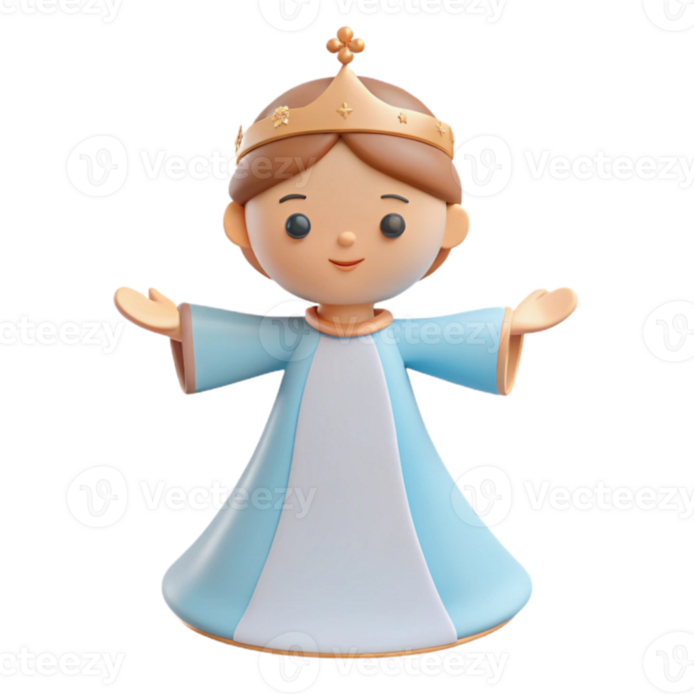 3D Render of a Cartoon Queen Figure png