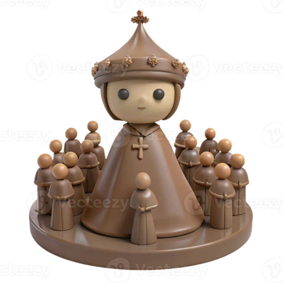 3D Render of a Religious Figure Surrounded by Followers png