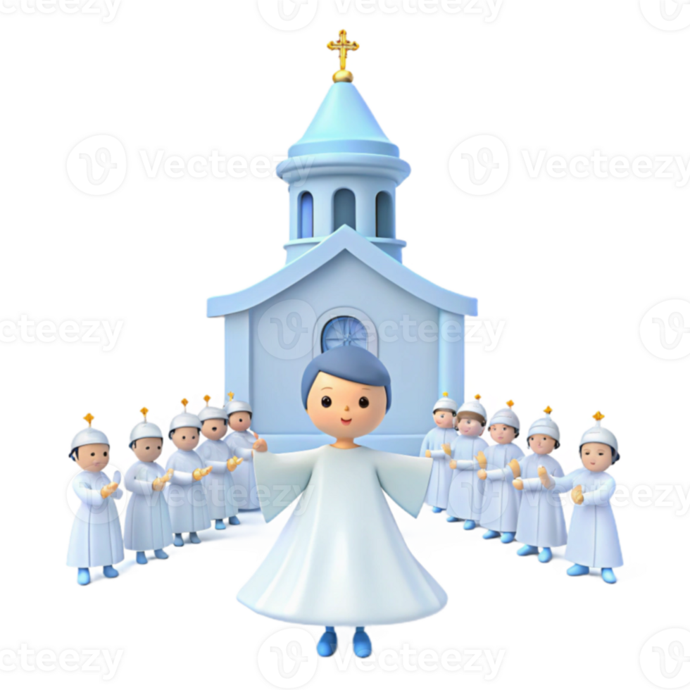 A Choir of Angels Singing in Front of a Church png