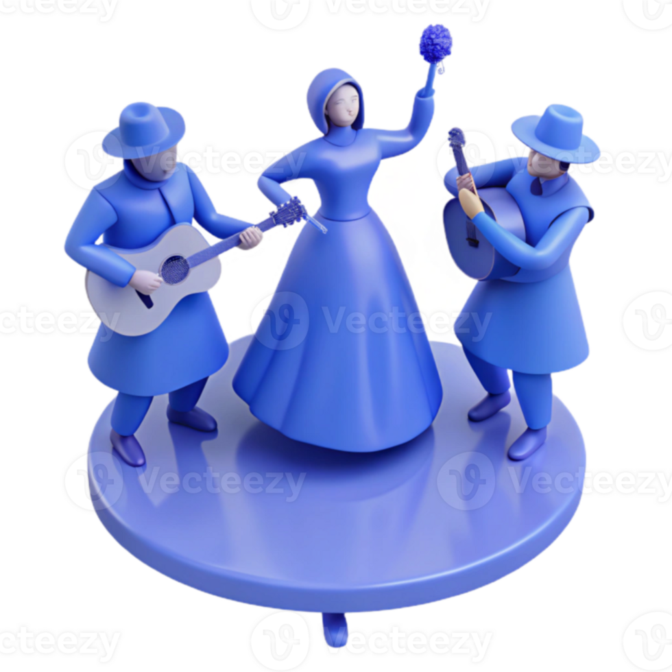 3D Illustration of People Dancing and Playing Music png