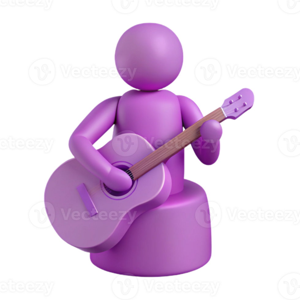 3D Illustration of a Person Playing a Guitar png