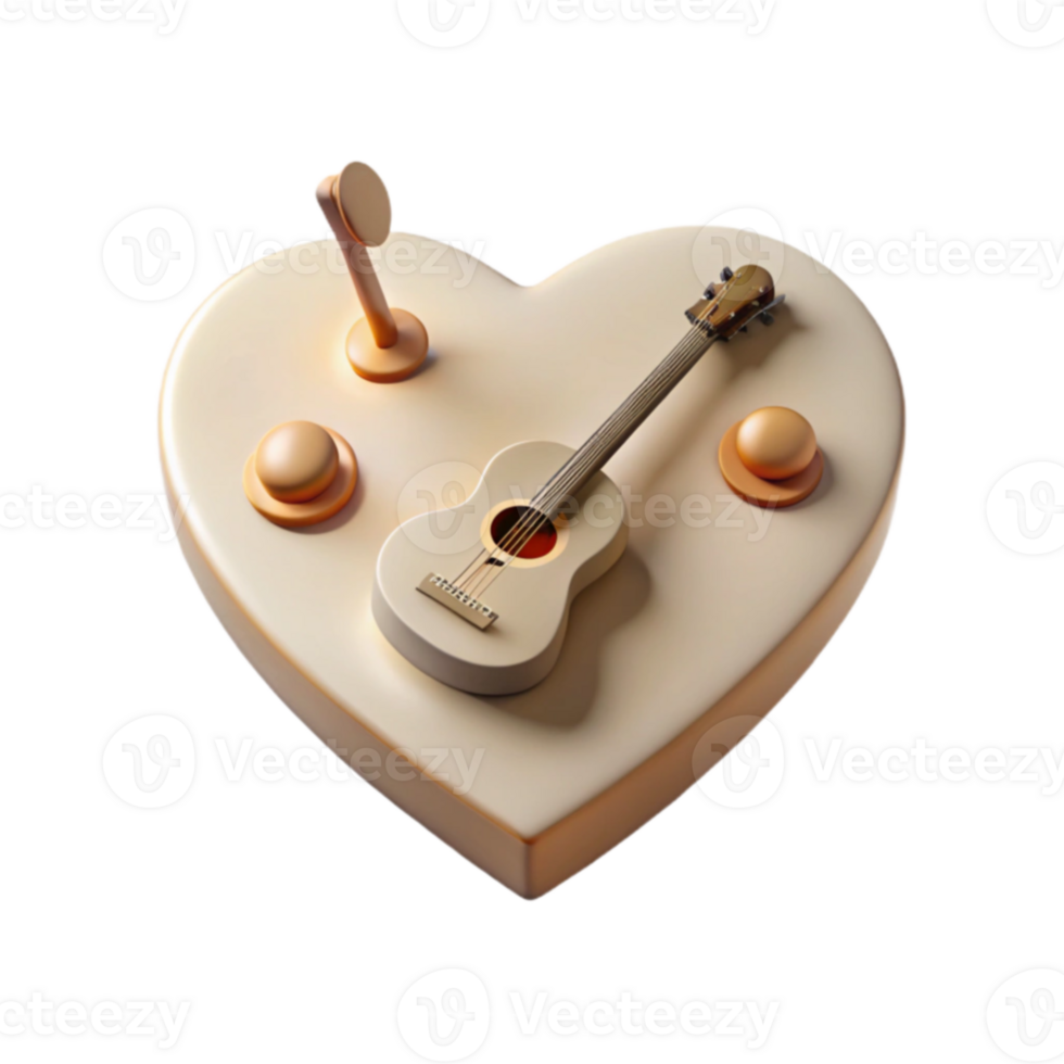 Acoustic Guitar on a Heart-Shaped Platform png