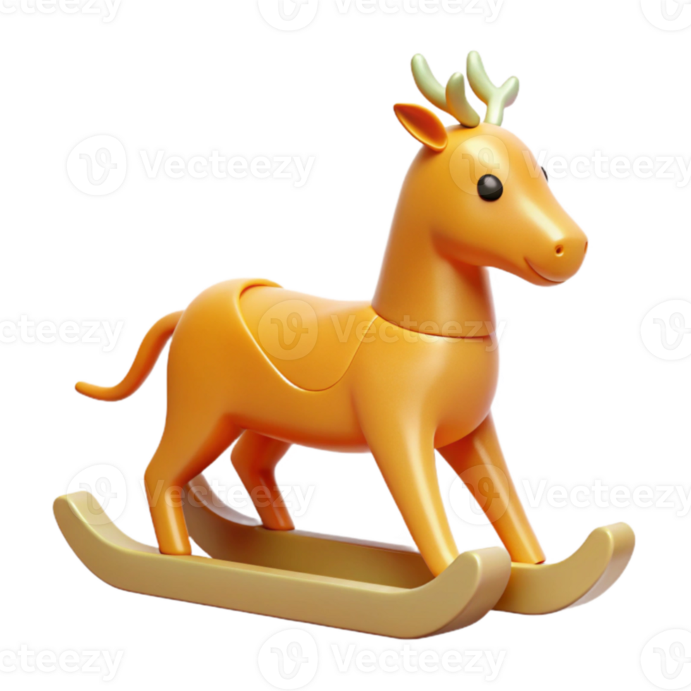 3D Render of a Rocking Reindeer Toy png