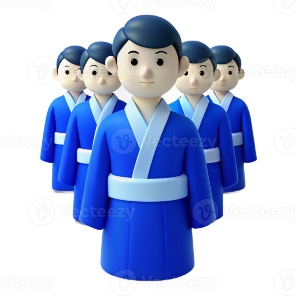 Group of Cartoon Characters in Blue Robes png
