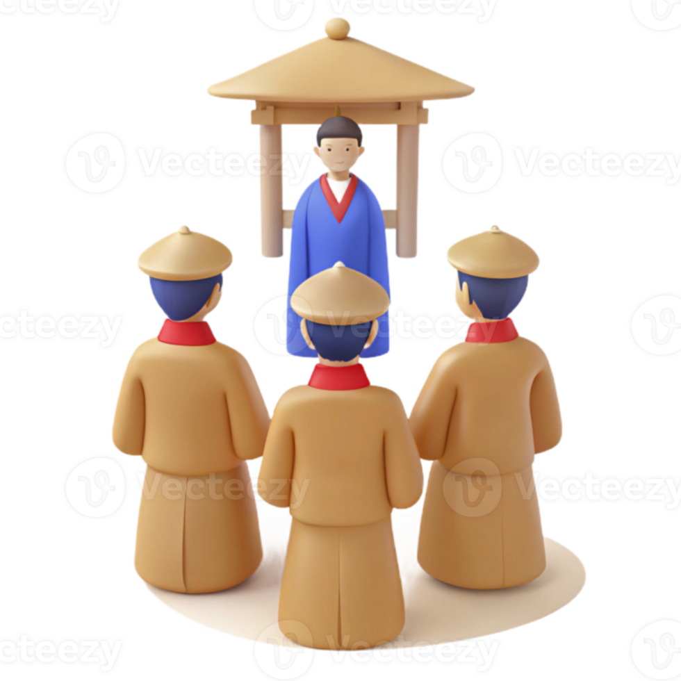 3D Rendered Illustration of Figures in Traditional Asian Clothing png