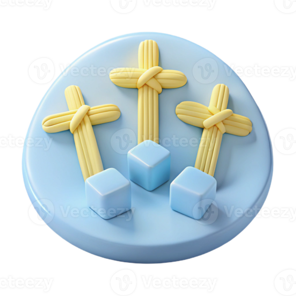 Three Yellow Crosses on Blue Background png