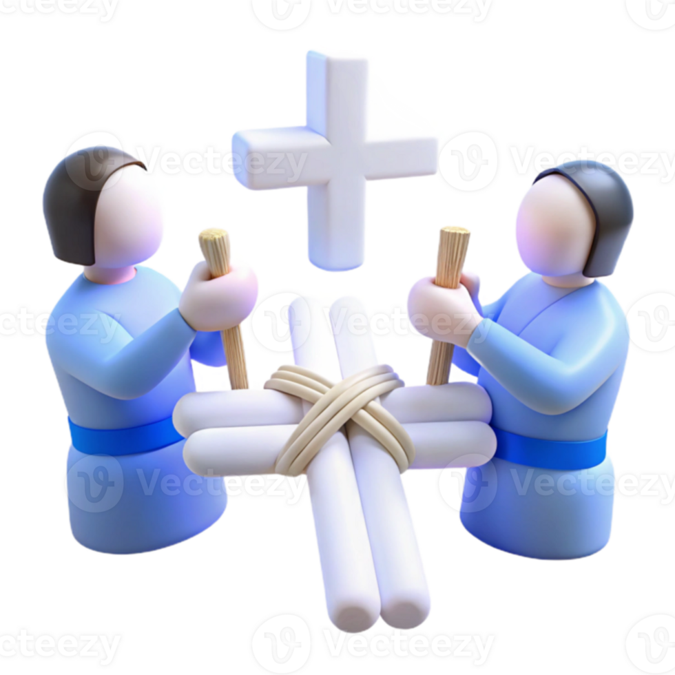 Two Figures Constructing a Cross png