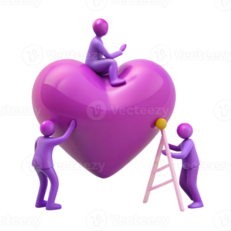 Three Figures Working Together to Support a Large Heart png
