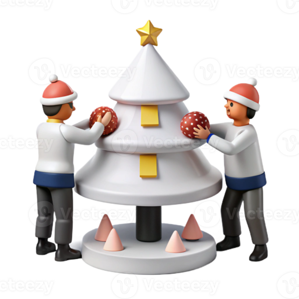 Decorating a Christmas Tree with Ornaments png