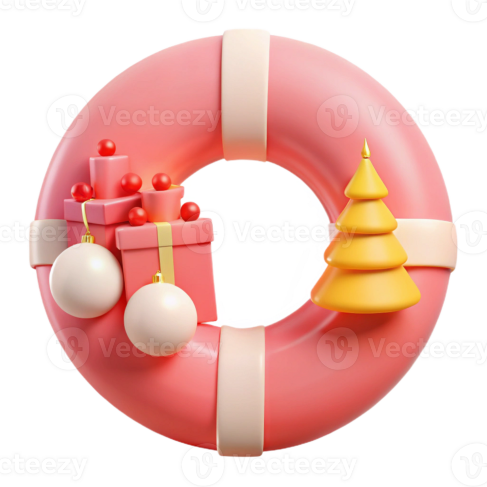 Christmas Ornament Wreath with Gifts and Tree png