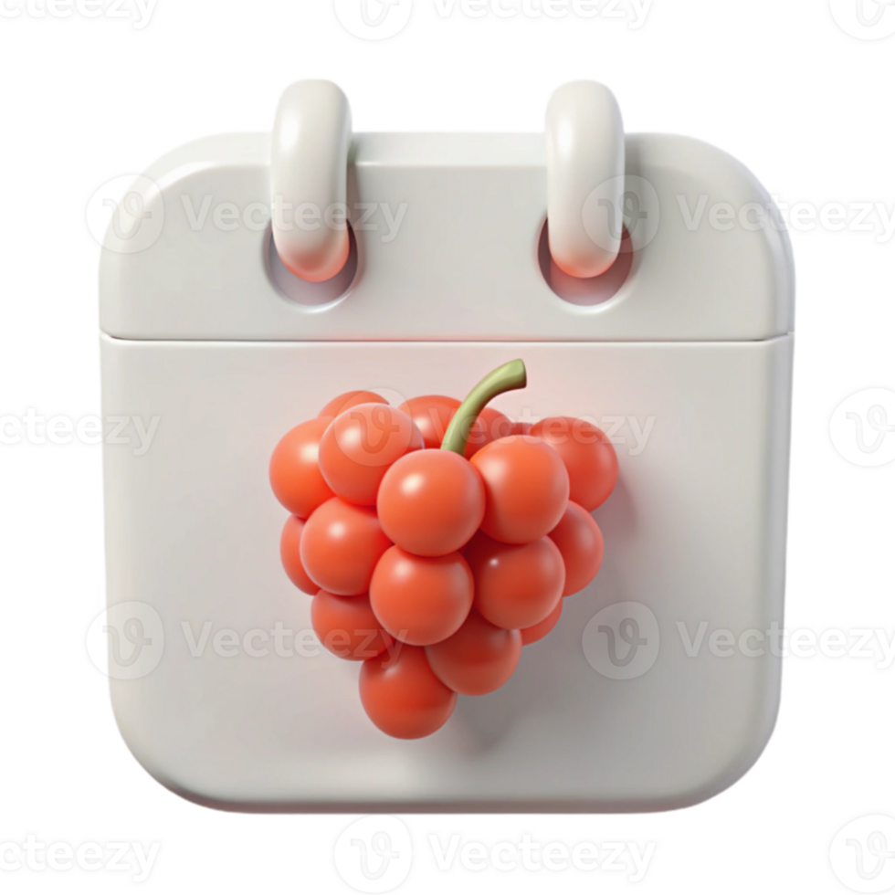 3D Calendar Icon with a Raspberry png