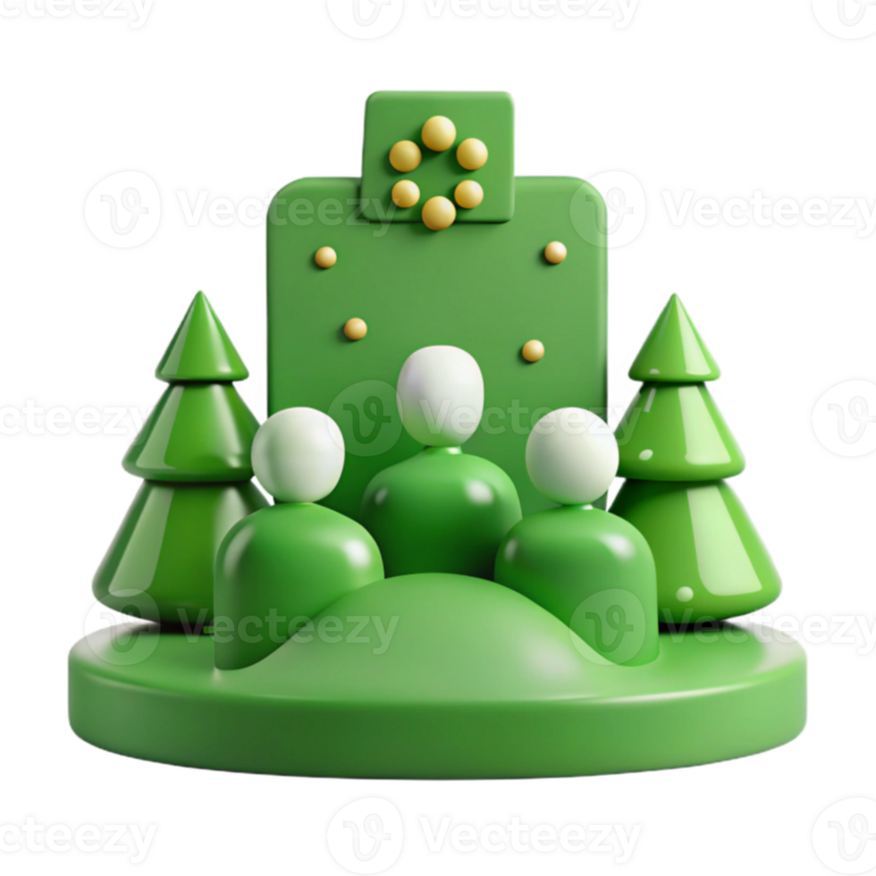 3D Illustration of People in a Forest Setting png