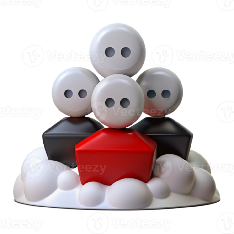 3D Rendered Illustration of a Group of People Standing on a Cloud png