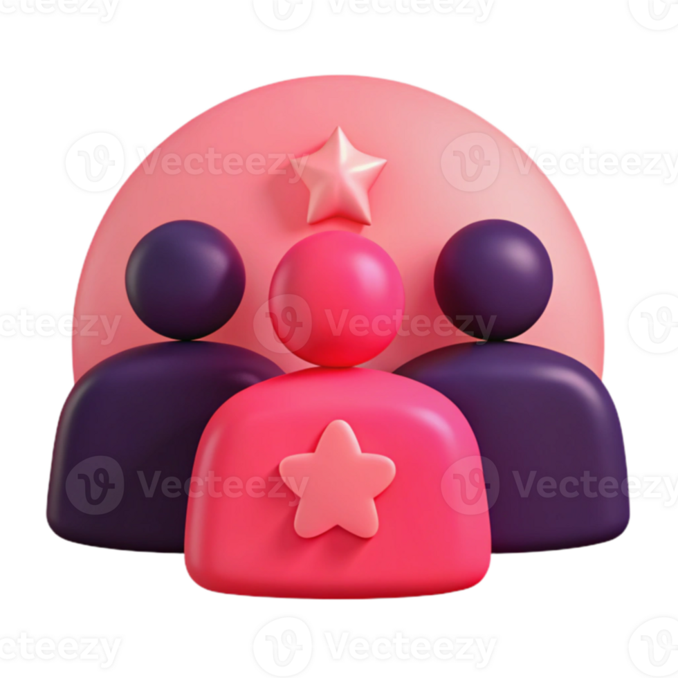 3D Illustration of a Group of People with a Star png