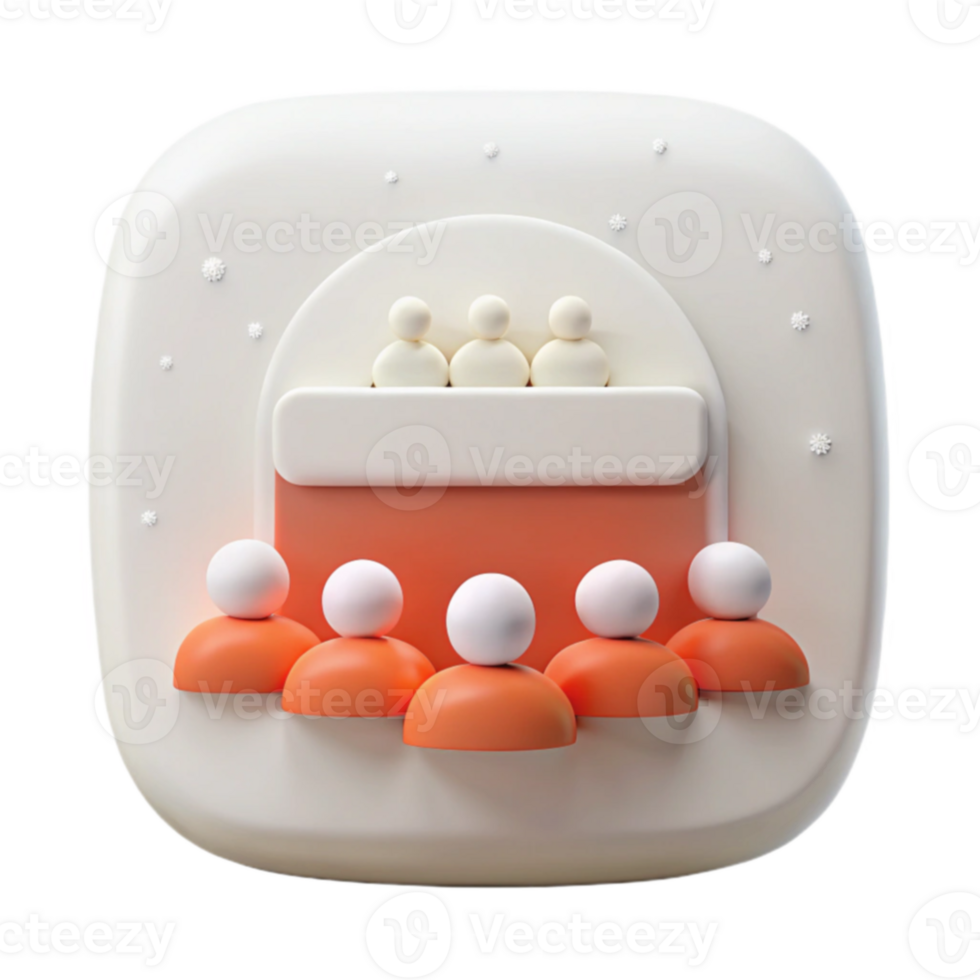 3D Icon of People in a Group Setting png