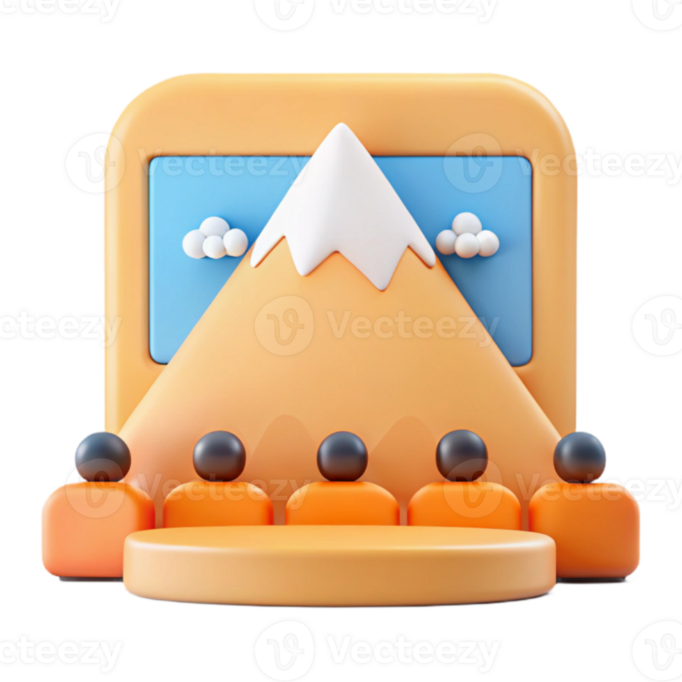 3D Illustration of People Viewing a Mountain Scene png