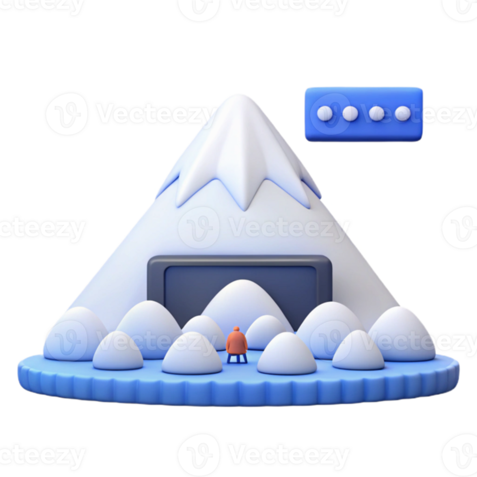 3D Mountain with Snow and a Screen in the Middle png