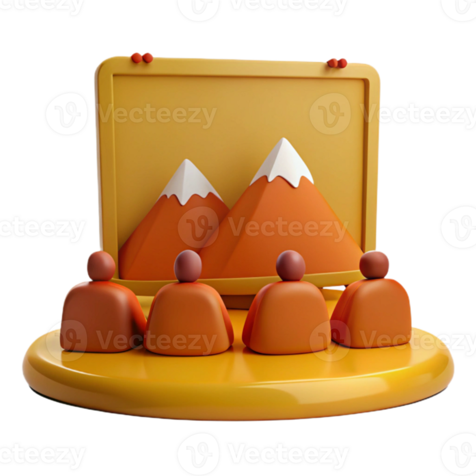 Group of People Watching Mountains on a Screen png