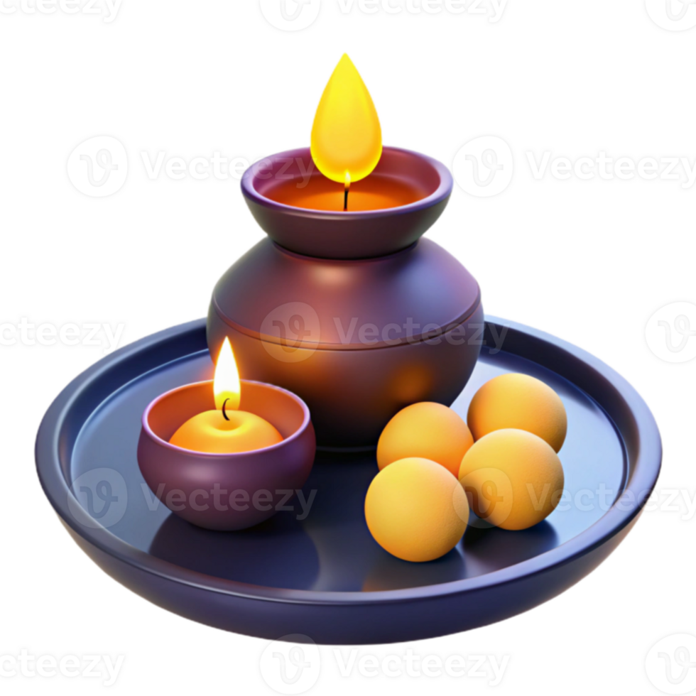 Candles and Orbs on a Tray png