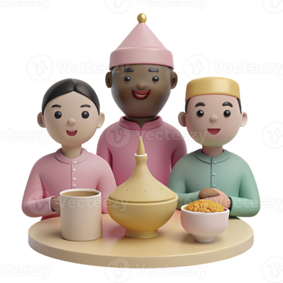 Diverse Group of Cartoon Characters Enjoying a Festive Meal png