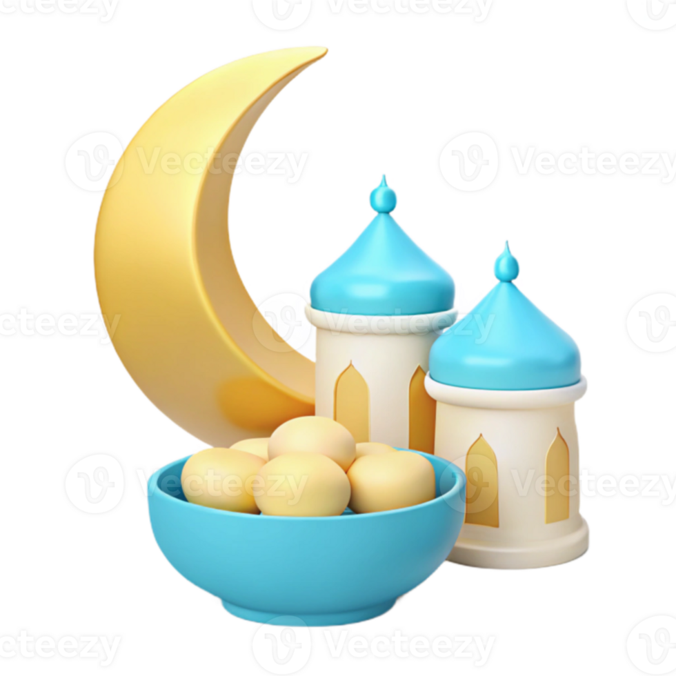 Crescent Moon, Lanterns, and a Bowl of Sweets png