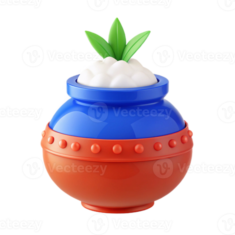 3D Render of a Traditional Pot with a Green Leaf Sprout png
