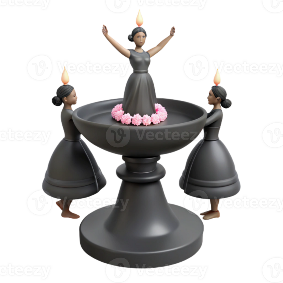 Three Figurines with Candles on a Pedestal with Flowers png