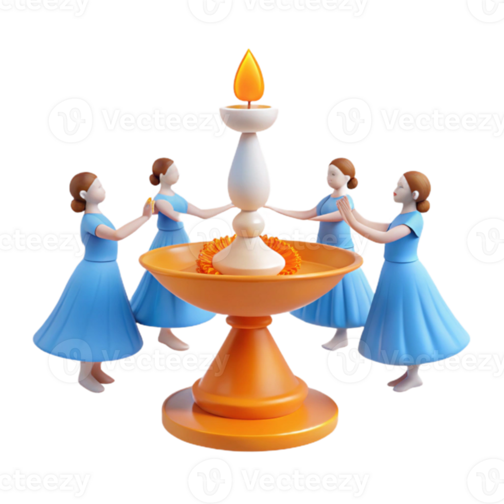 Four Figures Dancing Around a Lit Candle png