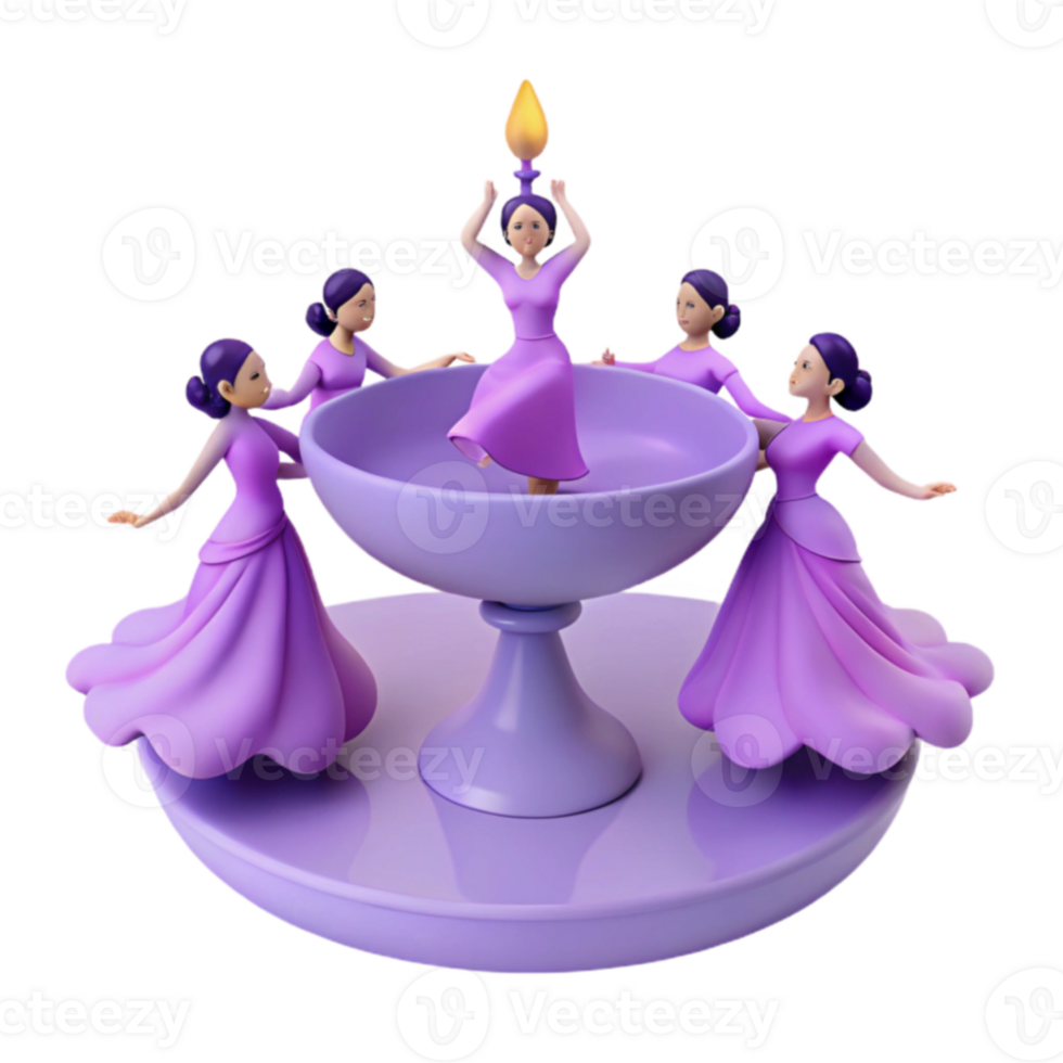 Purple Figurines Dancing Around a Chalice png
