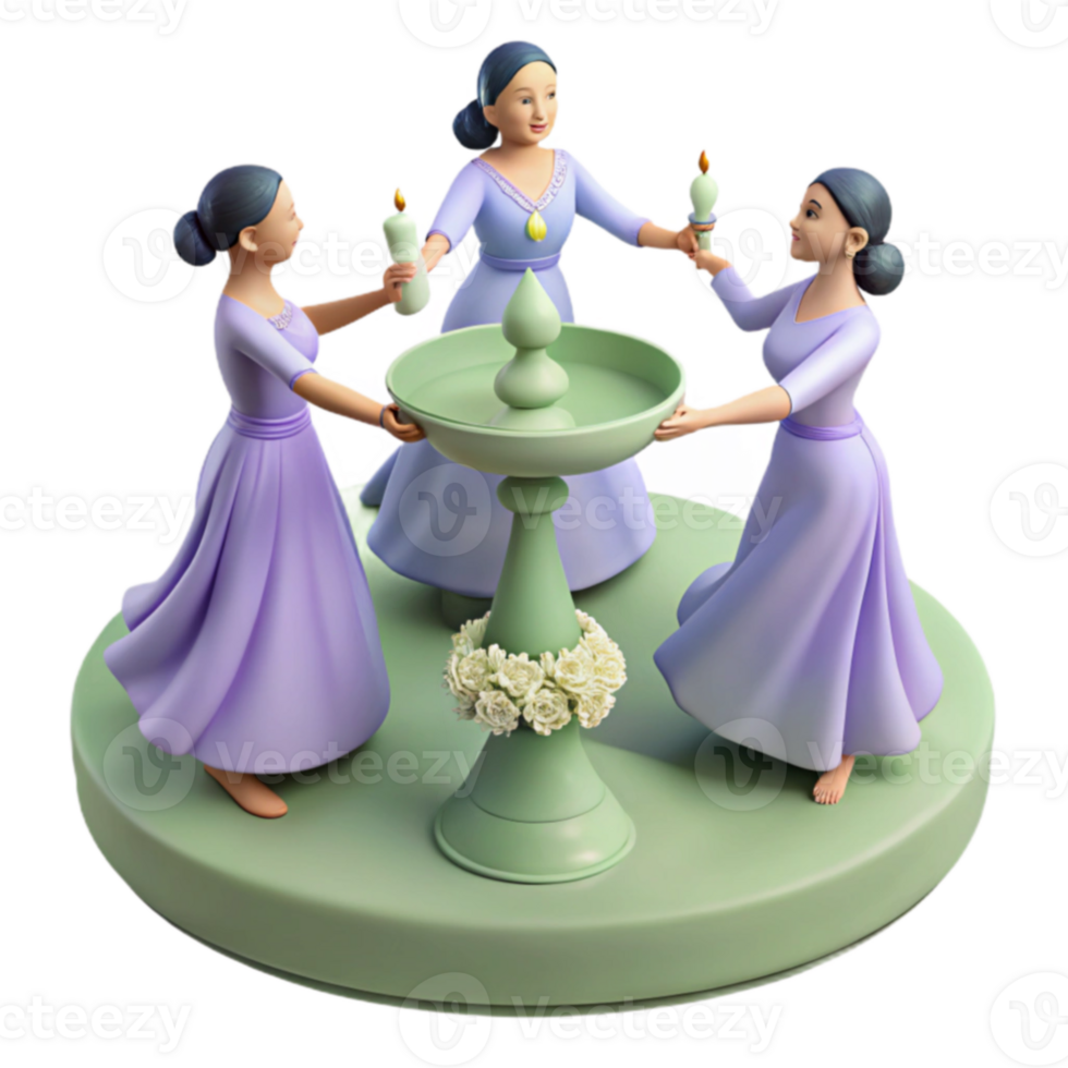Three Women Holding Candles and a Bowl png