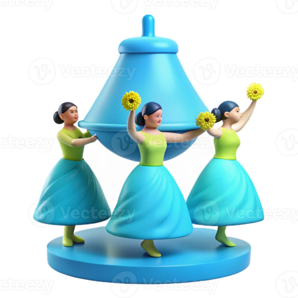 Three Female Figures Carrying a Bell png