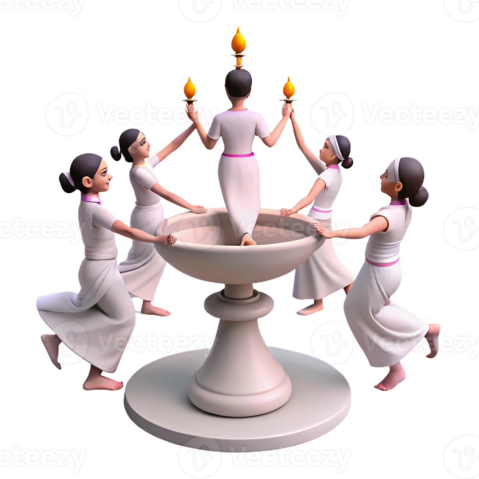 Five Figures Dancing Around a Fountain png