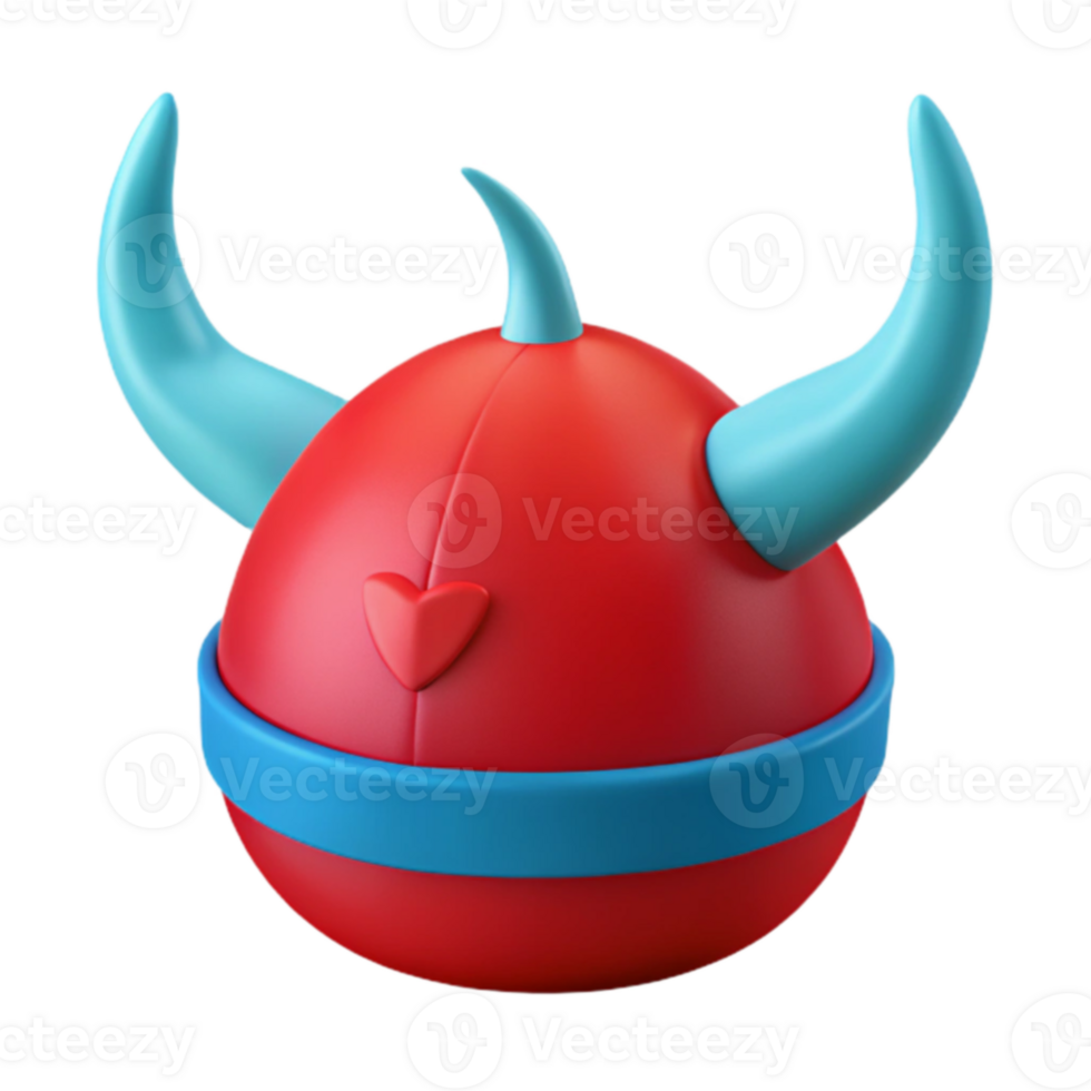 Red and Blue 3D Character with Horns and a Heart png