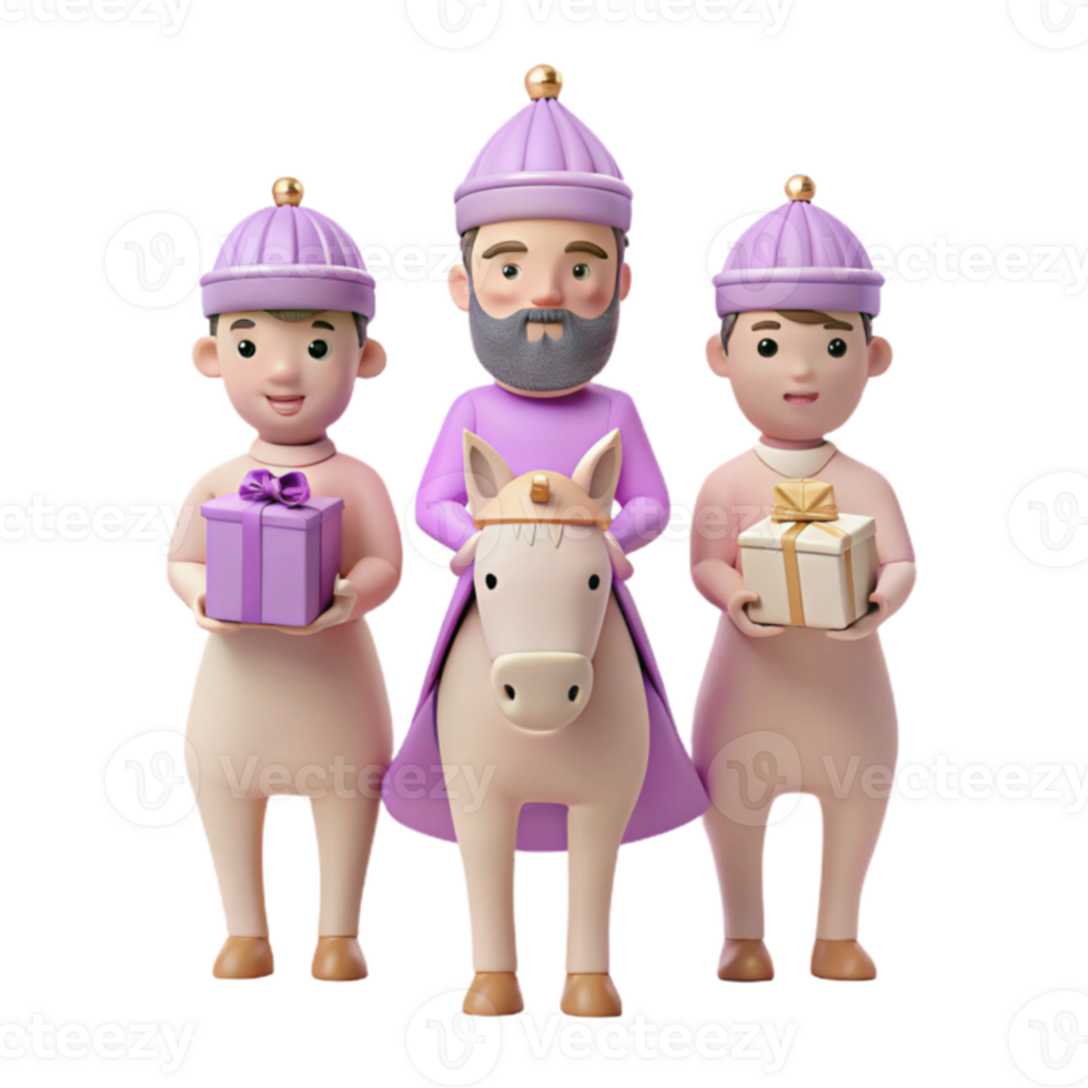 Three Wise Men with Gifts and a Horse png