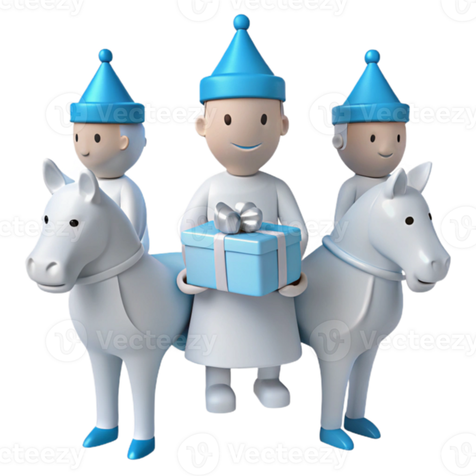 Three Wise Men Riding White Horses with a Gift png